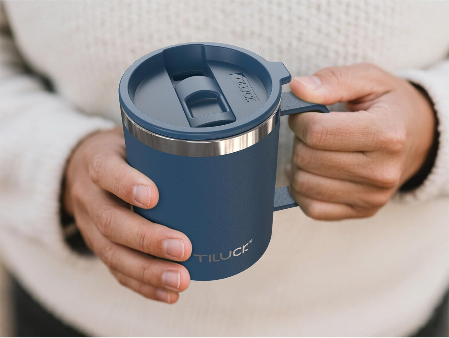 TILUCK 20 oz Insulated Tumbler with BPA-Free Lid, Stainless Steel Vacuum Travel Coffee Mug, Double Wall Coffee Tumbler（20oz，Matte DarkBlue）