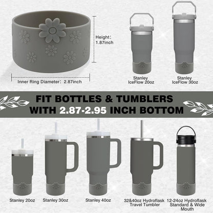 Hpbel Protective Silicone Boot for Stanley Cup Accessories Compatible with Stanley Cup Boot 40/30z and More Bottles with 2.95in Bottom for Water Bottle Flower Tumbler Accessories