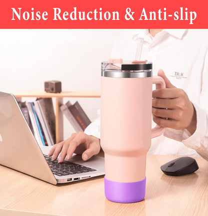 KTKUDY 2Pcs Silicone Boot for Stanley Quencher Tumbler 30 oz 40 oz & IceFlow 20 oz 30 oz & Fit Owala Freesip Water Bottle & Fit Hydro Flask & More - Cup Bottom Accessories Fit Stanley Cup