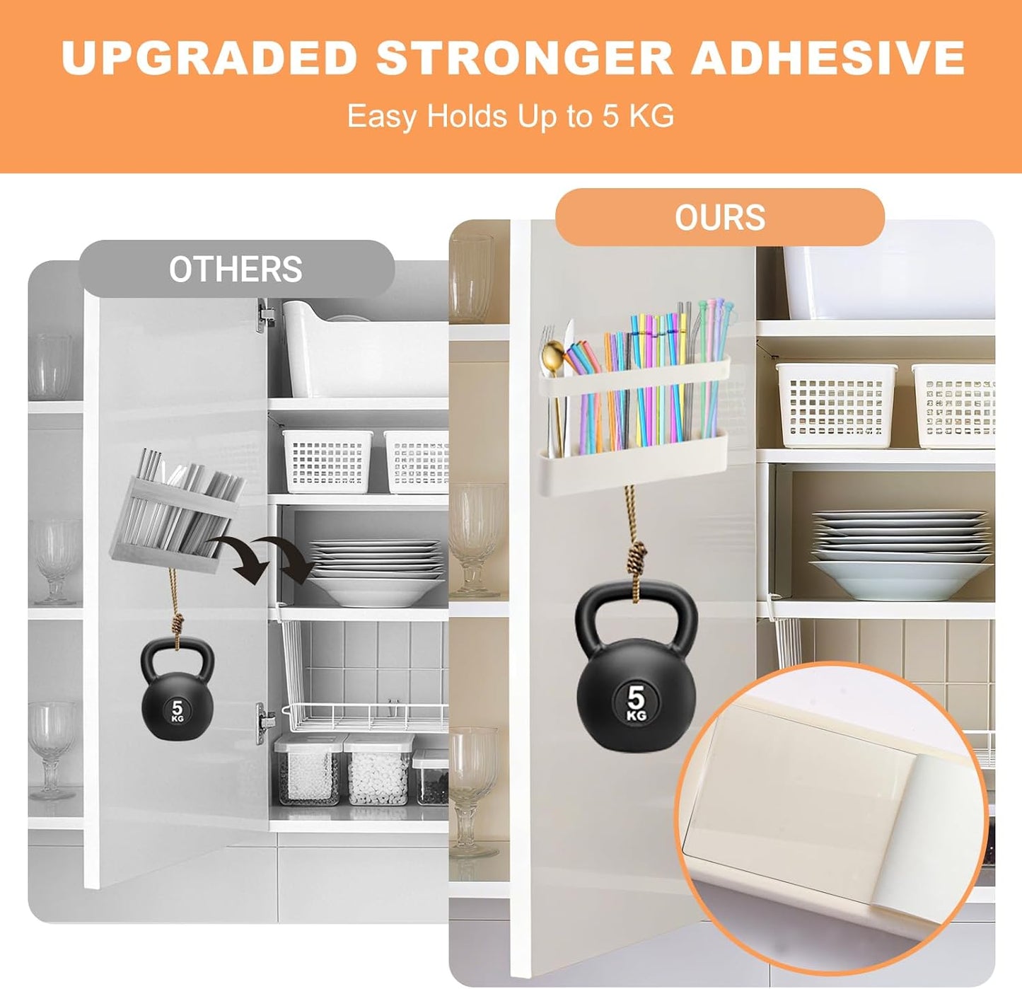 9.6'' Large Straw Holder for Cabinet Door, Soft Silicone Straw Organizer Storage Container, Space-Saving Reusable Straws Dispenser, Kitchen Organizer Accessories for Cabinet Cupboard Counter RVs