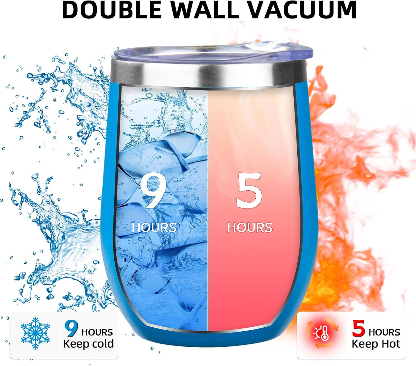 12oz/4 Pack Wine Tumbler Glasses with Lid Stemless Double Wall Vacuum Stainless Steel Travel Tumbler Keeping Cold & Hot for Wine,Coffee,Cocktails,Drinks-Family and Gifts (Multi color-dark)
