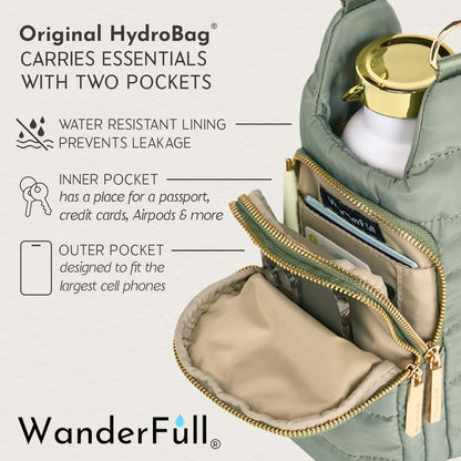 WanderFull Original HydroBag Handle® Zipper Slot for Handle, Hands-Free Crossbody Water Bottle Holder & Tumbler Accessories