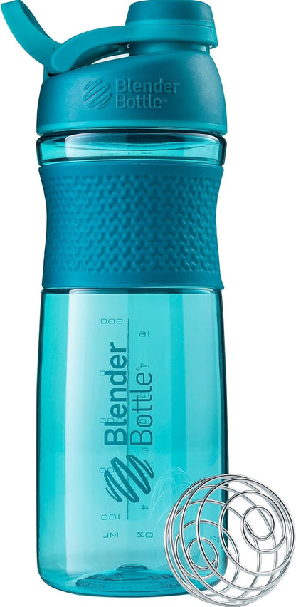 BlenderBottle SportMixer Shaker Bottle Perfect for Protein Shakes and Pre Workout, 20-Ounce, Teal