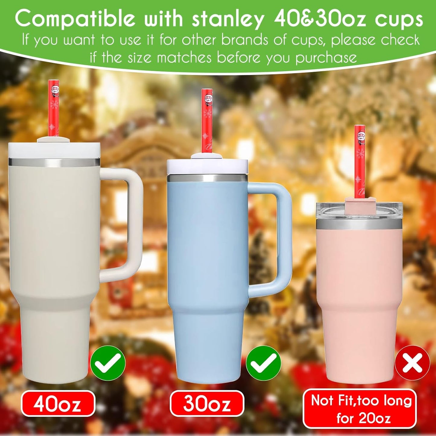 AIERSA 6 Pack Silicone Replacement Straws for Stanley 20 30 40oz Cup,Reusable Straws Compatible 40 oz Stanley Tumbler,Long Straw with Cleaning Brush for Stanley Cup Accessories