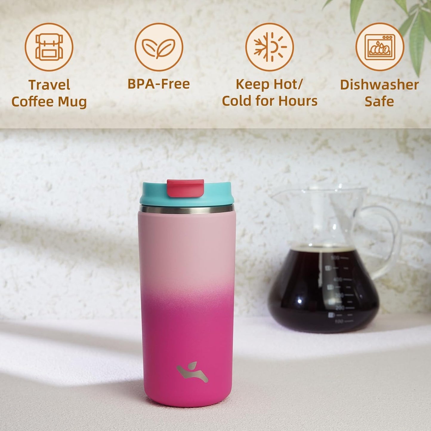 Konokyo Tumbler with Lid, 16 oz Travel Coffee Mug Double Wall Vacuum Stainless Steel Thermal Metal Cup Insulated Water Bottle,Navy Blue