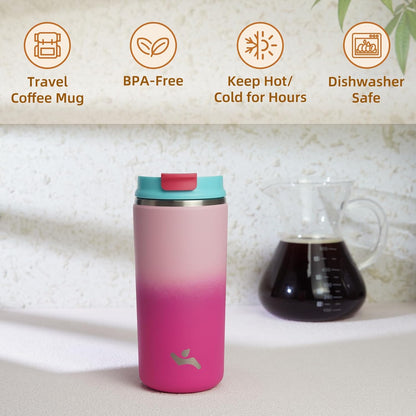 Konokyo Tumbler with Lid, 16 oz Travel Coffee Mug Double Wall Vacuum Stainless Steel Thermal Metal Cup Insulated Water Bottle,Navy Blue