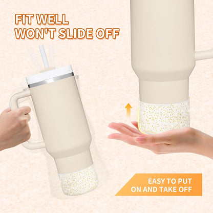 WUQID Protective Bling Silicone Boot Sleeve, Compatible with Stanley Tumbler 20-40oz & Hydro Flask Bottle 12oz-24oz, Glitter Reduces Dents Sleeve Cover for More Bottles/Tumblers Bottom of 2.83-2.95in