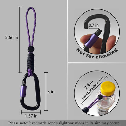 Paracord Keychain/Carabiner Clip - Jaymokes D Ring Metal Hook for Water Bottle, Key, Backpacks and More