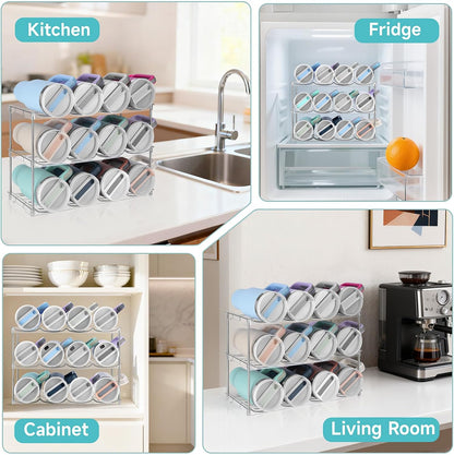 Stackable Water Bottle Organizer, Large Compartment Water Bottle Holder for Stanley 40 oz Tumbler, Kitchen Storage Organizer for Stanley Cup Accessories, Tumbler Organizer Wine Rack - Hold 16 Bottles