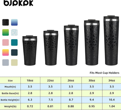 BJPKPK 22oz Insulated Tumbler With lid And Straw Stainless Steel Tumblers Travel Coffee Mug Reusable Thermal Cup,Sky