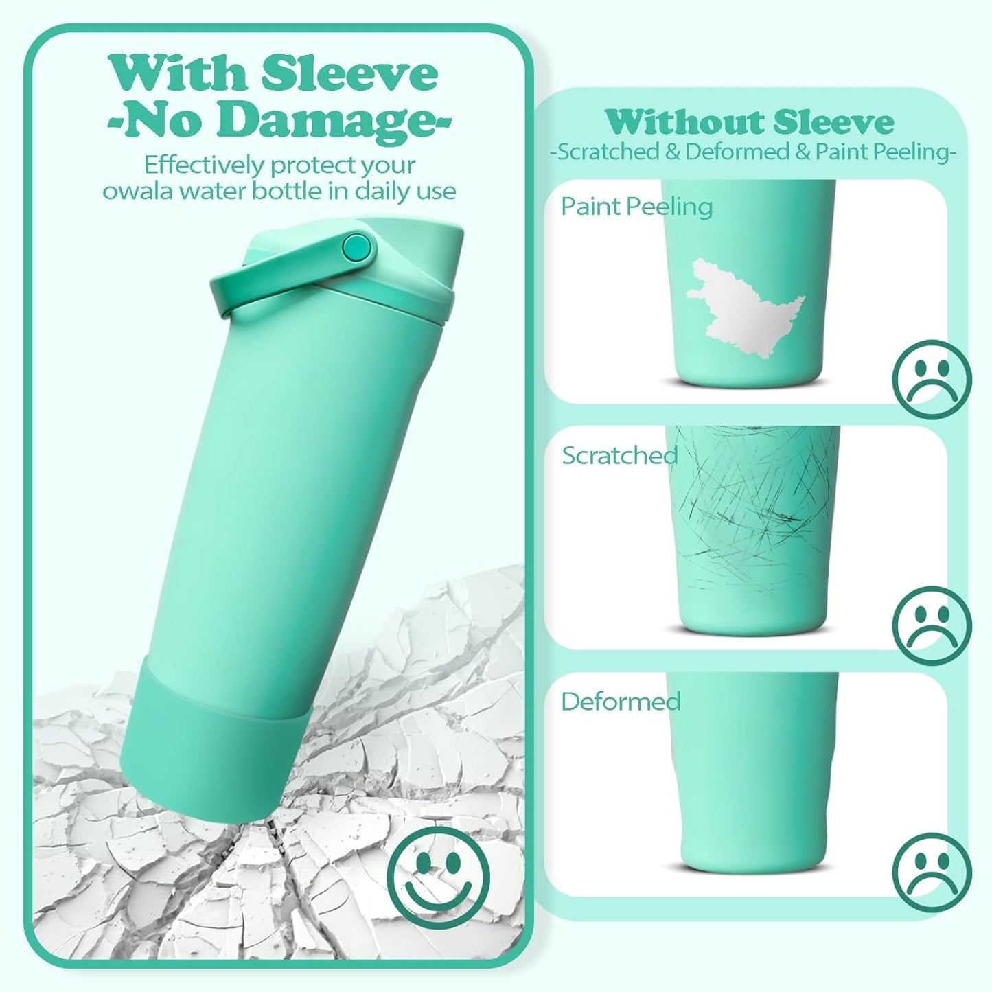 2PCS Silicone Boots for Owala 30oz & 40oz FreeSip Sway Bottles & Tumblers – Non-Slip, Scratch-Resistant, Stability Enhancer for Owala Accessories (Eucalyptus Green) - Colors A