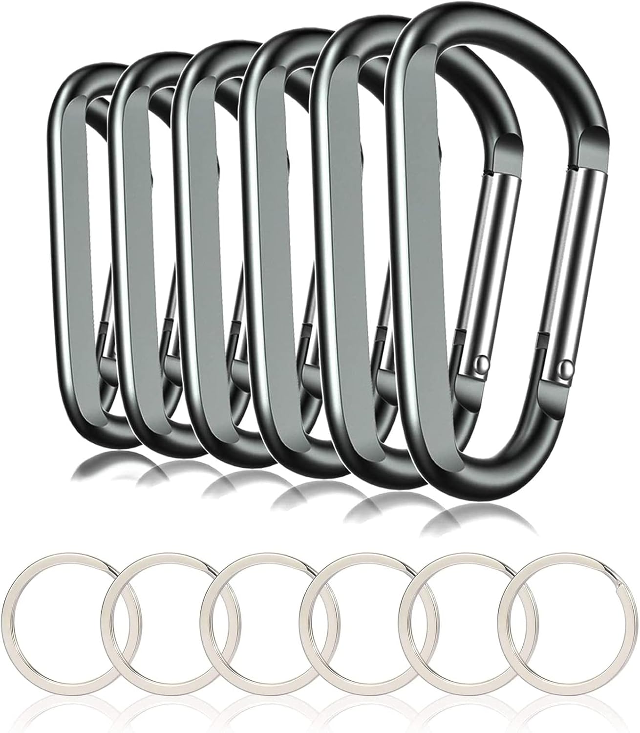 CampTek Carabiner Caribeaner Clip,3" Large Aluminum D Ring Shape Carabeaner with Keyring Keychain Hook