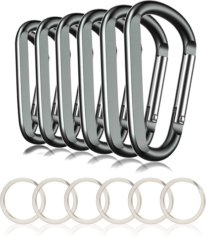 CampTek Carabiner Caribeaner Clip,3" Large Aluminum D Ring Shape Carabeaner with Keyring Keychain Hook