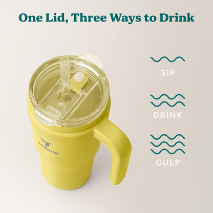 REDUCE 24 oz Stainless Steel Tumbler with Handle - Dual-Wall Vacuum Insulated Travel Mug, Sweat-Proof Lid & Reusable Straw - Keeps Drinks Cold for 24 Hrs, Fits Cupholders, Dishwasher Safe - Lilac Bud