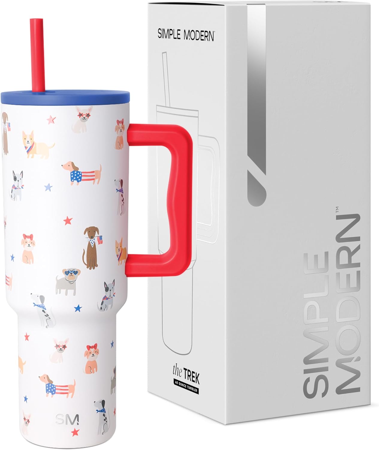 Simple Modern 40 oz Trek Tumbler with Handle and Straw Lid | Cup Holder Friendly Insulated Stainless Steel Travel Mug | Sea Glass Sage - Colors C