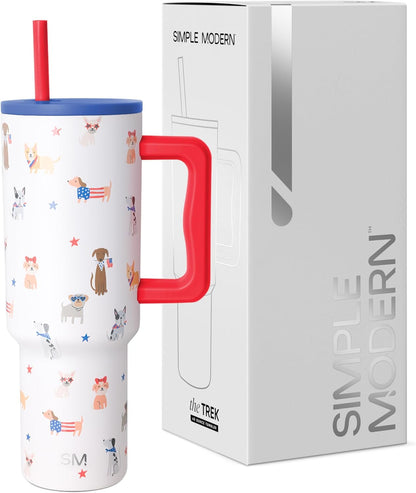 Simple Modern 40 oz Trek Tumbler with Handle and Straw Lid | Cup Holder Friendly Insulated Stainless Steel Travel Mug | Sea Glass Sage - Colors C