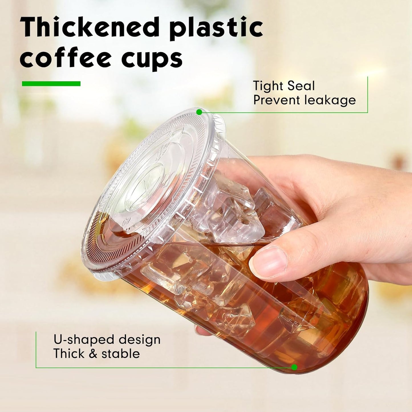 Baderke 25 Set Plastic Cups with Lids and Straws, Disposable Plastic Iced Coffee Cup for Cold Beverage Juice Smoothie Crystal for Coffee Shops Party Catering(Clear,16 oz)