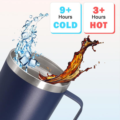 20 oz Tumbler with Handle and Lid, Stainless Steel Tumbler Insulated Travel Coffee Mug, Spill Proof Double Wall Vacuum Tumbler Cup Keep Drink Hot & Cold,White, 1 Pack