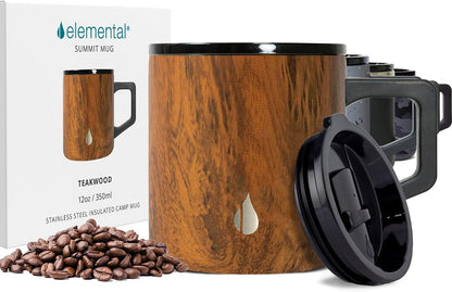 Elemental Insulated Coffee Mug - Triple-Wall Stainless Steel Summit Travel Cup for Hot and Cold Drinks - Thermal Coffee Mug with Lid and Handle for Camping, Office & Travel 16oz - Rainbow Speckle