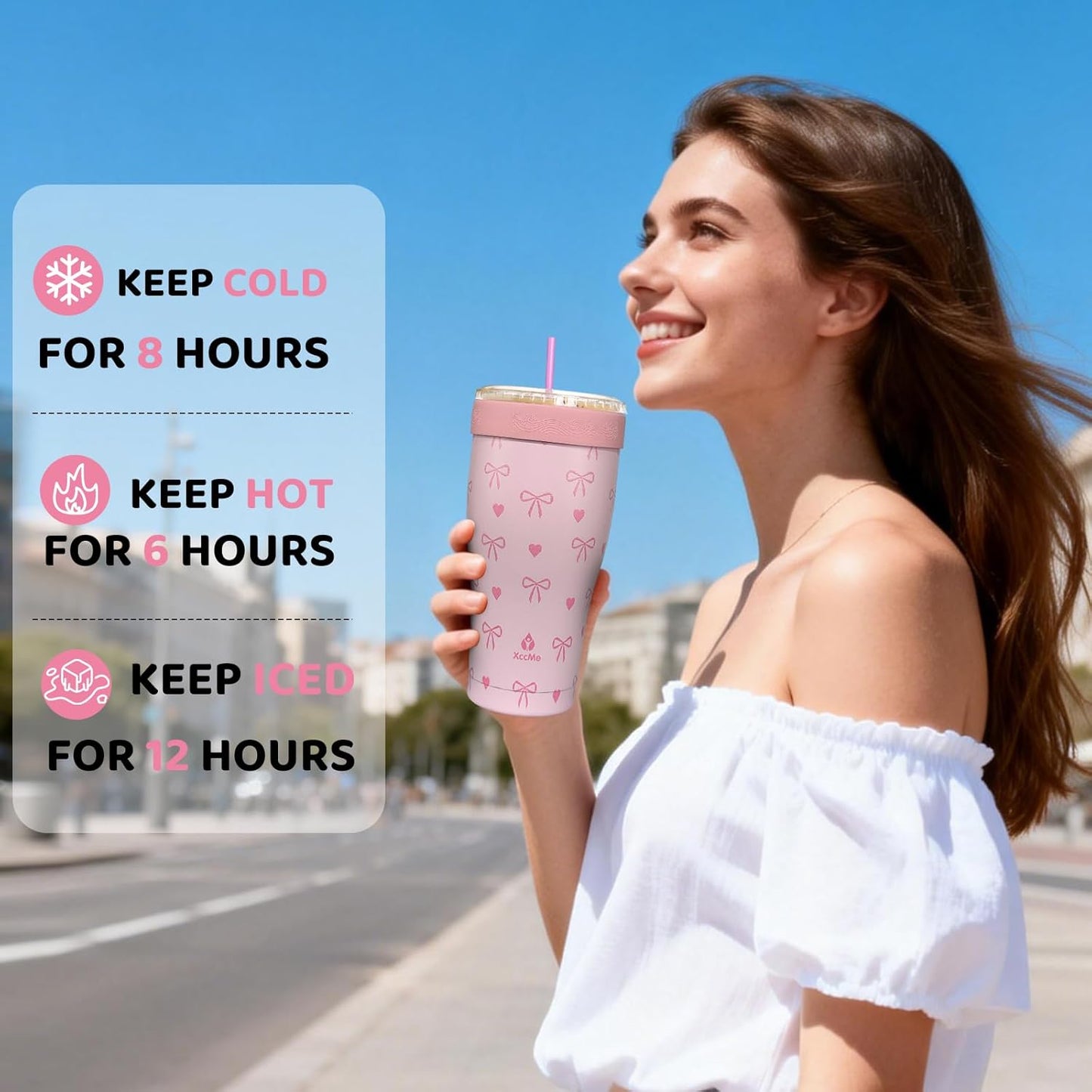 Universal Iced Coffee Sleeve,32oz Double Wall Stainless Steel Insulator Fits 16-32oz Starbucks/Dunkin/McDonalds Cups,Reusable Iced Coffee Cup Holder,Leak-Proof Tumbler for Hot,Cold Drink