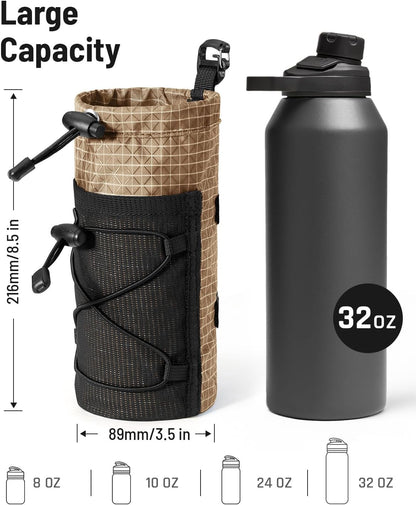 Large Water Bottle Holder Pouch Bag, Backpack Water Bottle Holder Mesh Bag Carrier Fits for 10-32oz Bottles, Heavy-Duty Water Bottles Holder Accessories for Hiking, Sports, Travel, Outdoor