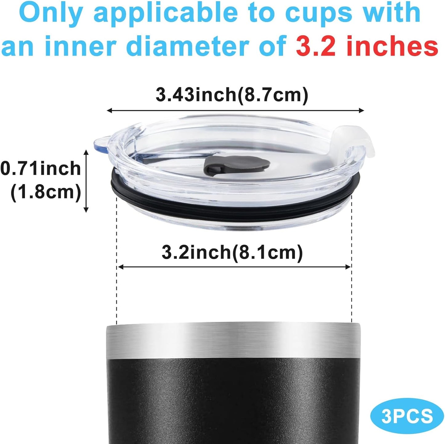 HINZIC 5 Pack Replacement Lids for 20 oz Tumbler,Travel Spill Proof Resistant Cup Lids Covers with Slider Switch fit Coffee Cups and More, Straw Friendly,Black