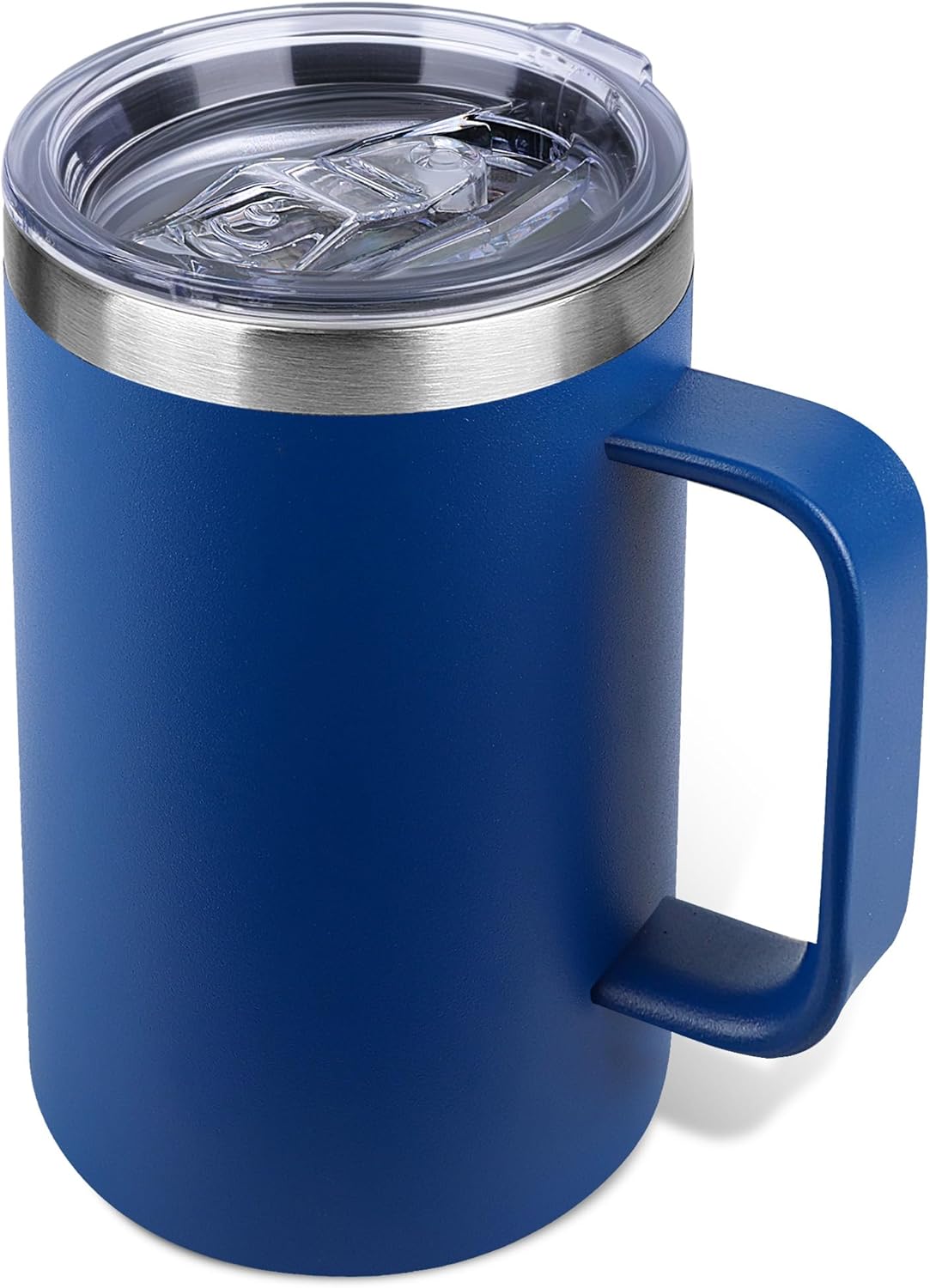 22oz Insulated Coffee Mug with Handle & Leak-Proof Lid - Double Wall Stainless Steel Travel Tumbler for Commute/Office/Home, Orange, 1 Pack