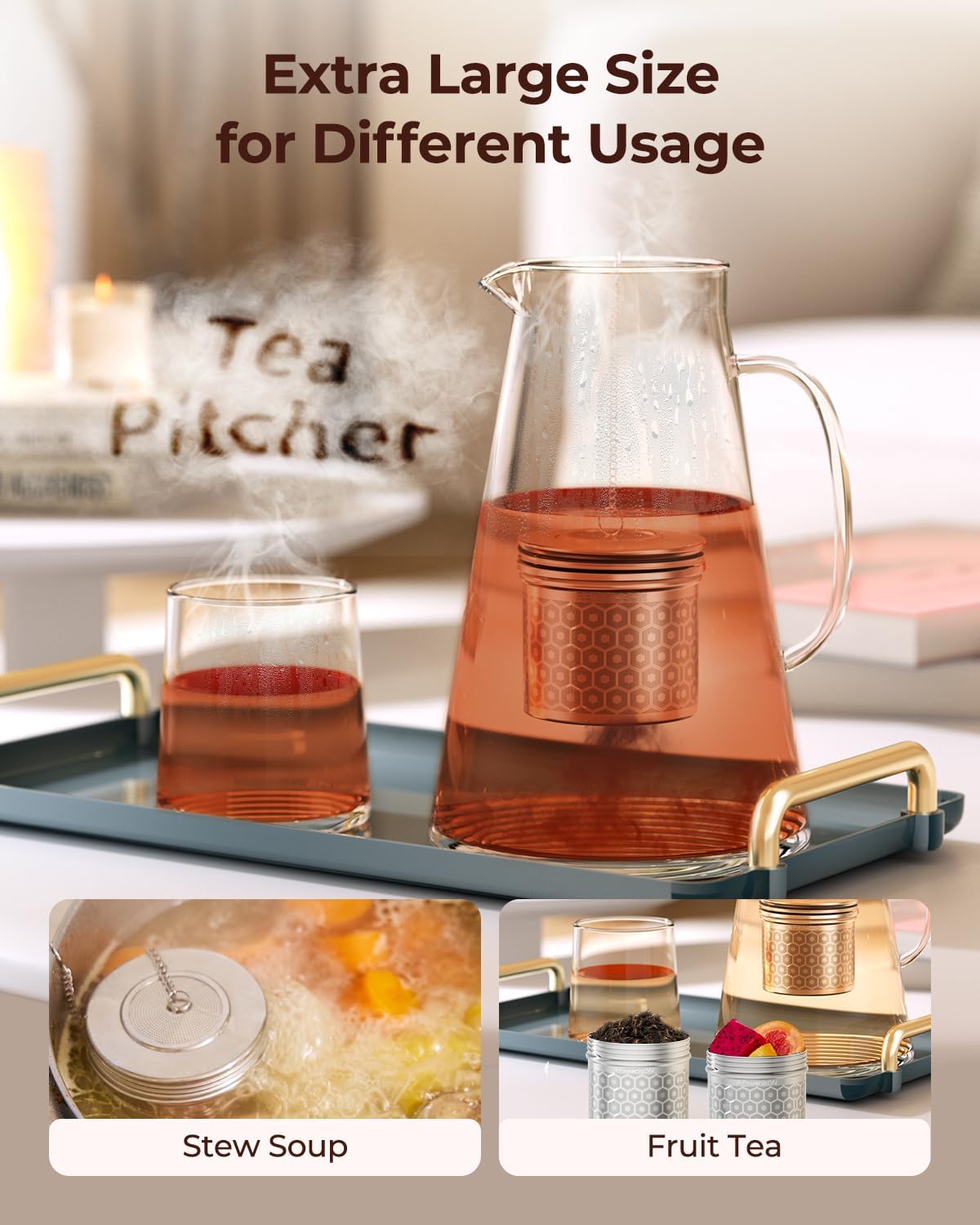 Reinmoson Tea Strainers for Loose Tea, Extra Fine Mesh Tea Infuser, 304 Stainless Steel & Updated Slim Threaded Lid, Loose Leaf Tea Steeper for Black Tea, Rooibos, etc