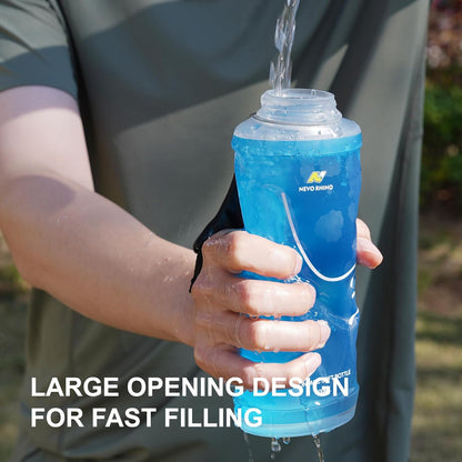 N NEVO RHINO Handheld Running Water Bottle, TPU Soft Flask with Adjustable Strap, Lightweight Collapsible Water Bottle for Jogging Hiking Walking Marathon