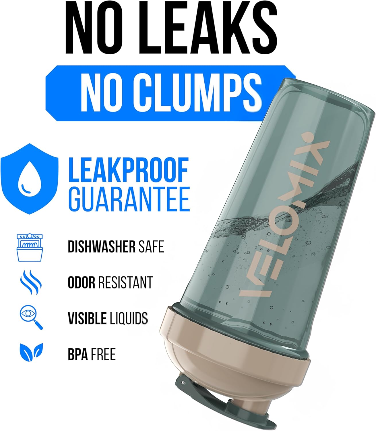 VELOMIX -2 Pack- 28 oz Protein Shaker Bottles for Protein Mixes - 2x Wire Whisk | Leak Proof Shaker Cups for Protein Shakes | Protein Shaker Bottle Pack (Black/Transparent)