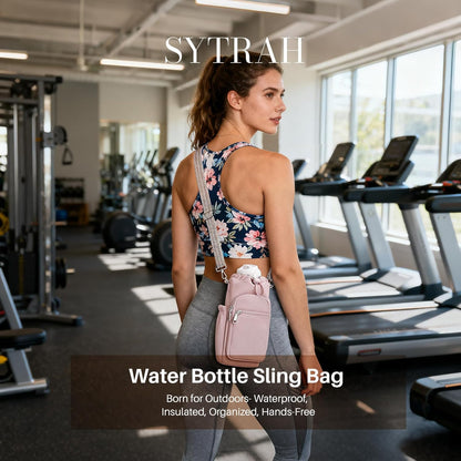 SYTRAH Water Bottle Carrier Bag with Strap, Water Bottle Purse with Phone Pocket 40oz for Walking Hiking