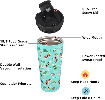 BJPKPK 22oz Insulated Tumbler With lid And Straw Stainless Steel Tumblers Travel Coffee Mug Reusable Thermal Cup,Sky
