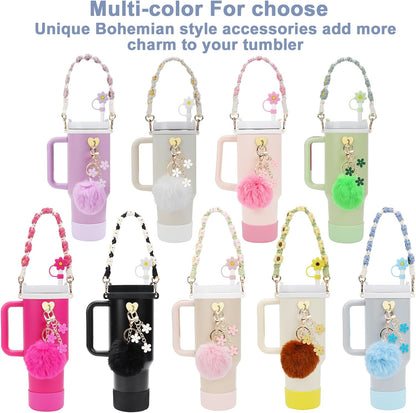 3tyto 13 Pcs Stanley Cup Accessories Set Including Water Bottle Handle Strap, Siliocne Stanley Cup Boot, Siliocne Straw Cover, Stanley Charms for Stanleys Cup 40oz & 30oz Tumbler