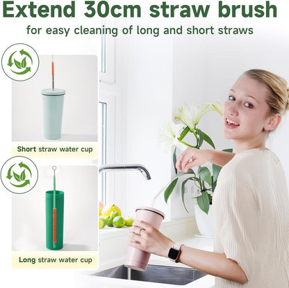 9PCS Reusable Long Colored Straw Cleaner Brush Set 12" Bendable,Capable of Cleaning Various Metal, Silicone, Plastic, Bamboo,Glass Straws Tubes Diameters Ranging from 4-16mm