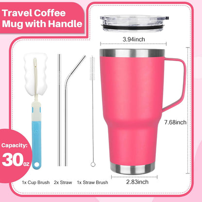 40 oz Tumbler with Handle, Insulated Tumbler with Lid and Straw, Reusable Stainless Steel Vacuum Insulated Cup, 100% Leak Proof Thermal Travel Coffee Mug Cup for Cold and Hot (Light Purple)