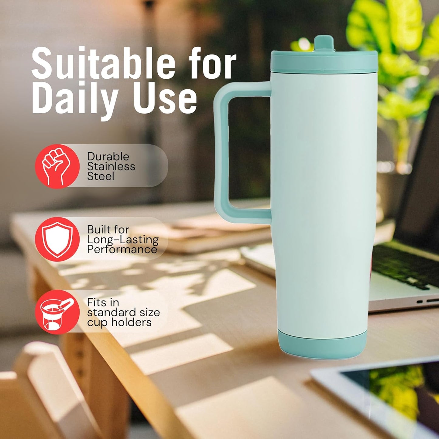 Built 40 oz Cascade Flip Straw Tumbler, Double Wall Insulated Bottle, Gym & Sport Bottles - Stainless Steel & Straw Lid, Leak-Proof, Soft Bumper Base, Portable BPA-Free (Lavender)