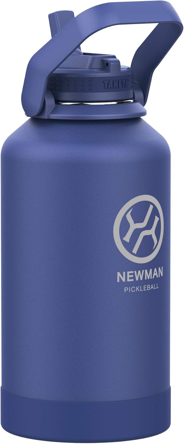 Takeya Pickleball Stainless Steel Insulated Water Bottle with Choice of Lid and Carry Handle, 32 Ounce, Dropshot Teal