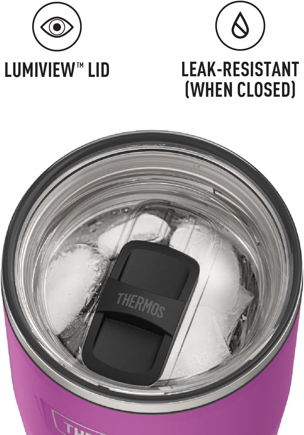 THERMOS ICON SERIES, Stainless Steel Tumbler with Slide Lock, 18 Ounce, Mystic Navy