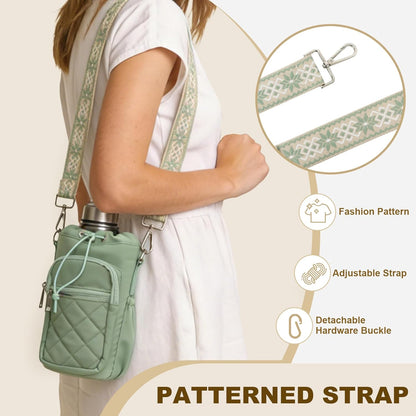 Water Bottle Holder with Strap, 32oz 40oz Insulated Water Bottle Carrier Bag, Purse Crossbody Sling Bag with Phone Pocket for Walking Hiking
