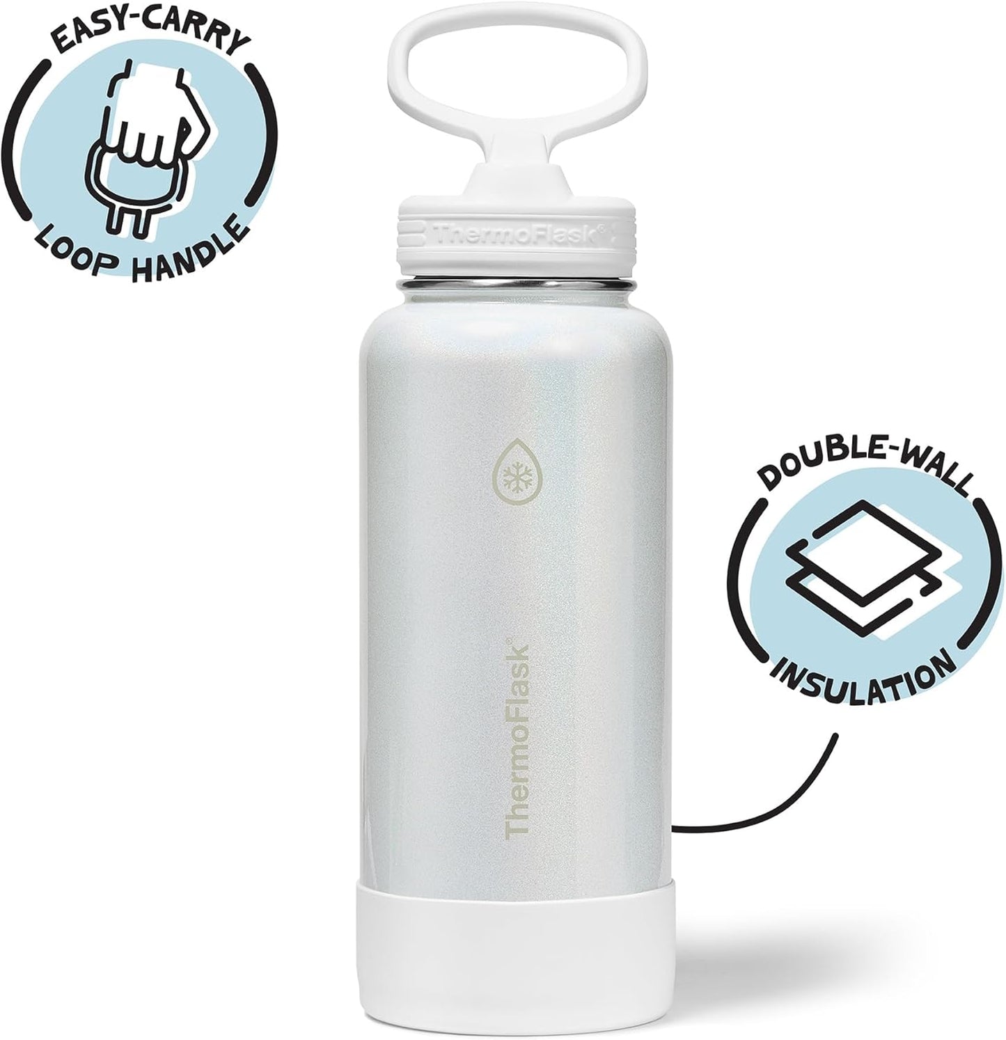 ThermoFlask Insulated Water Bottle with Spout Lid (24 oz, Lemonade Stand) - Leakproof, Stainless Steel Water Bottle for Cold & Hot Drinks, Travel & Daily Hydration