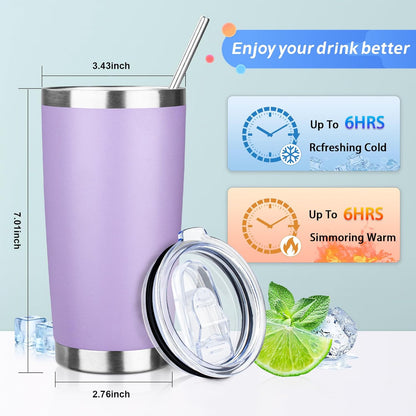 20oz Tumbler with Straw and Brush, Stainless Steel Vacuum Insulated tumbler, Double Wall Insulated Coffee Tumbler for Outdoor, Home, Travel,Office (Buff,1pcs)