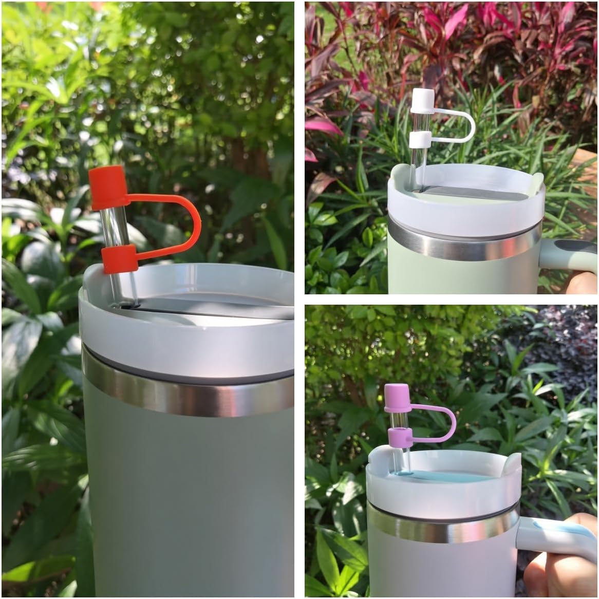 Silicone Straw Covers Cap Compatible with Stanley Cup 30 40 oz-Dust-Proof Reusable Straw Cover for Tumblers and Water Bottles