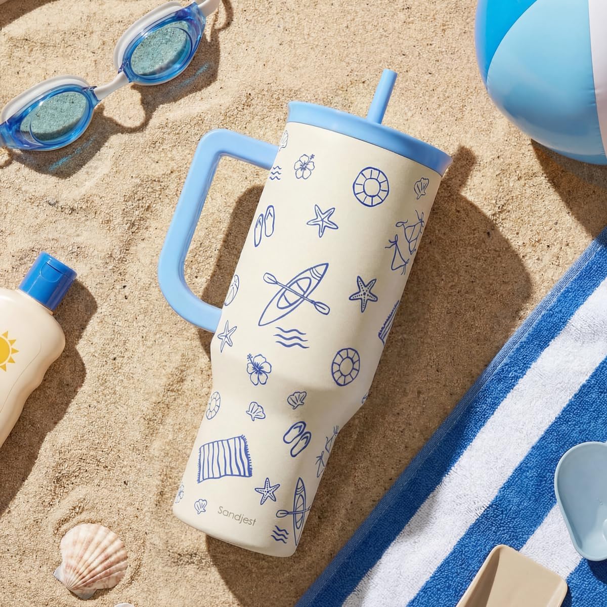 SANDJEST Pickleball 40oz Tumbler With Handle and Straw, Pickleball Queen Insulated Stainless Steel Travel Coffee Mug for Women Girls Players, Gift Idea for Birthday Christmas Mothers Day