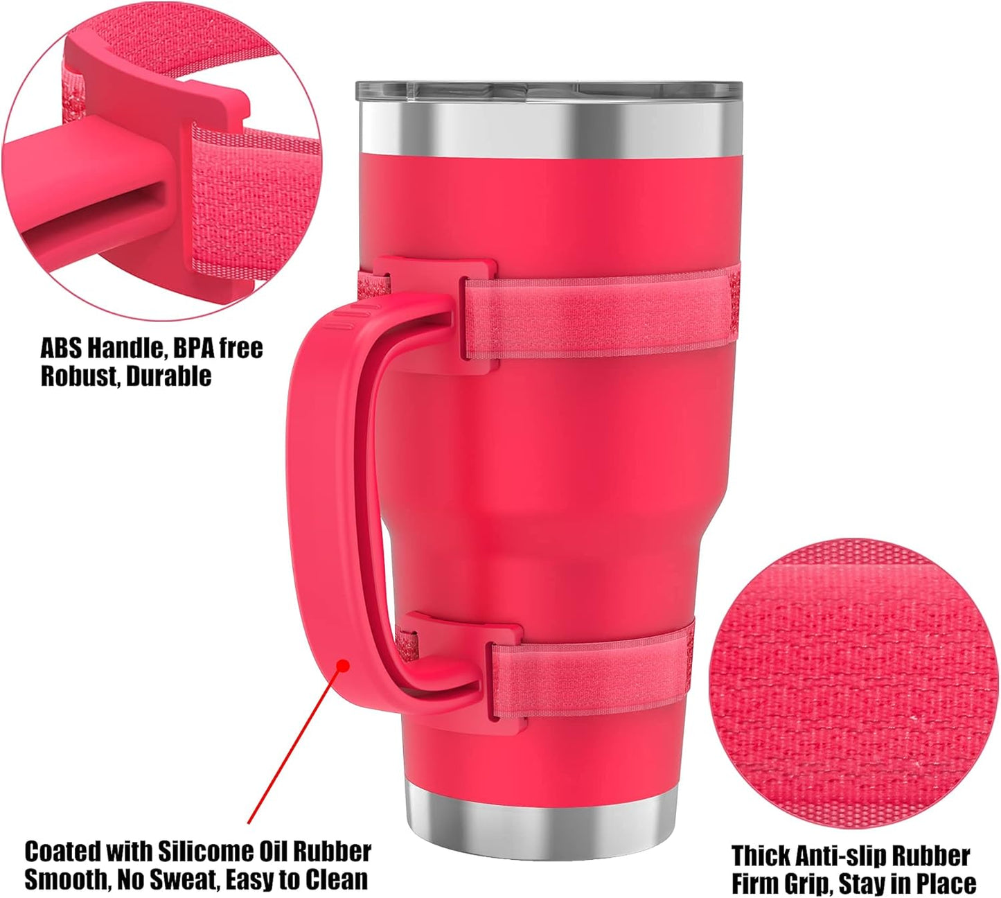 11 Colors Anti-Slip Adjustable Tumbler Cup Handle Fit 20 Oz to 44 Oz of YETI, RTIC, Ozark Trail, Simple Modern, SIC, SUNWILL, Tervis and More Brand Travel Tumbler Cup Mug NO Brand Limitid Black