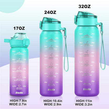 SLUXKE 24oz Insulated Water Bottle 18/10 Stainless Steel with 2Lids(Straw Lid& Spout Lids), 700ml Double Wall Vacuum Water Bottle with Handle Keep Cold and Hot for Men, Women & Kids PURPLE PINK