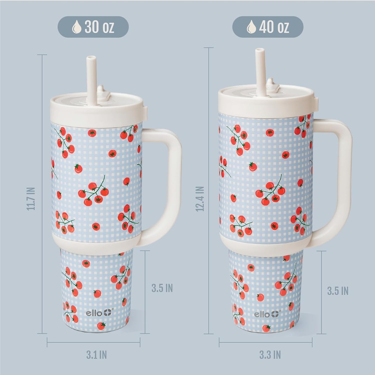 Ello Oasis 40 oz Tumbler with Handle & Retracting Straw | Reusable Insulated Stainless Steel Cup 100% Leakproof, Gifts for Teens Women Men | Keeps cold for 24 Hours, Cup Holder Friendly, Daisies