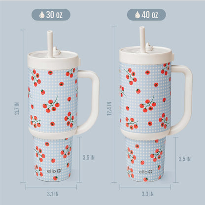 Ello Oasis 40 oz Tumbler with Handle & Retracting Straw | Reusable Insulated Stainless Steel Cup 100% Leakproof, Gifts for Teens Women Men | Keeps cold for 24 Hours, Cup Holder Friendly, Daisies