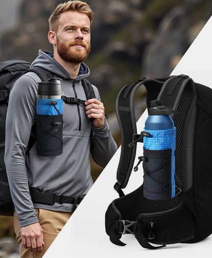 Large Water Bottle Holder Pouch Bag, Backpack Water Bottle Holder Mesh Bag Carrier Fits for 10-32oz Bottles, Heavy-Duty Water Bottles Holder Accessories for Hiking, Sports, Travel, Outdoor