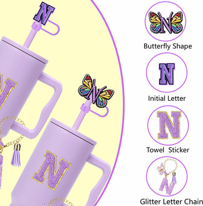 7pcs Cup Accessories for Stanley 30/40oz Tumbler, Handle Strap, Straw Cover, Silicone Boot, Letter Charm Stickers