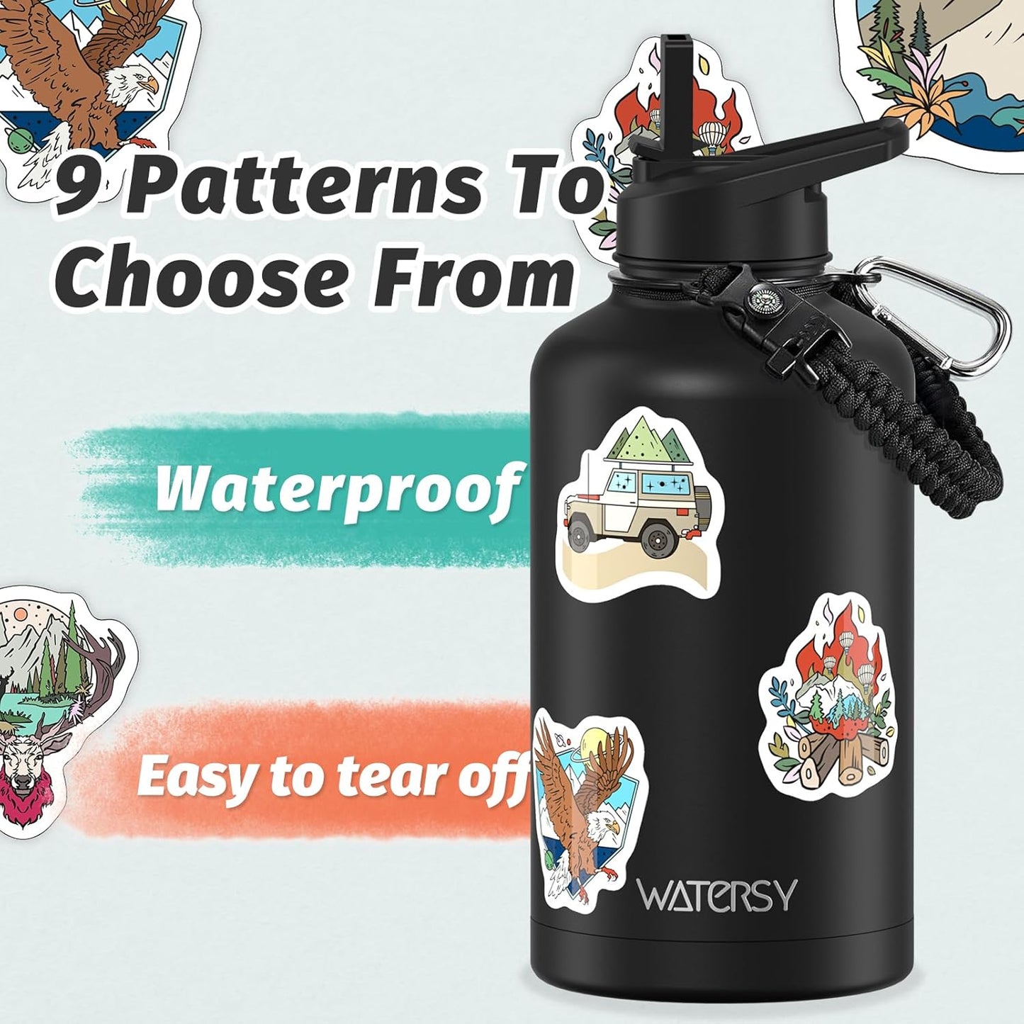 40oz Insulated Water Bottle (Cold for 48 Hrs),BPA Free&Leak Proof,Stainless Steel Water Flask,Water Jug with Straw Spout Lids for Gym,Hiking,Travel,Black Blue